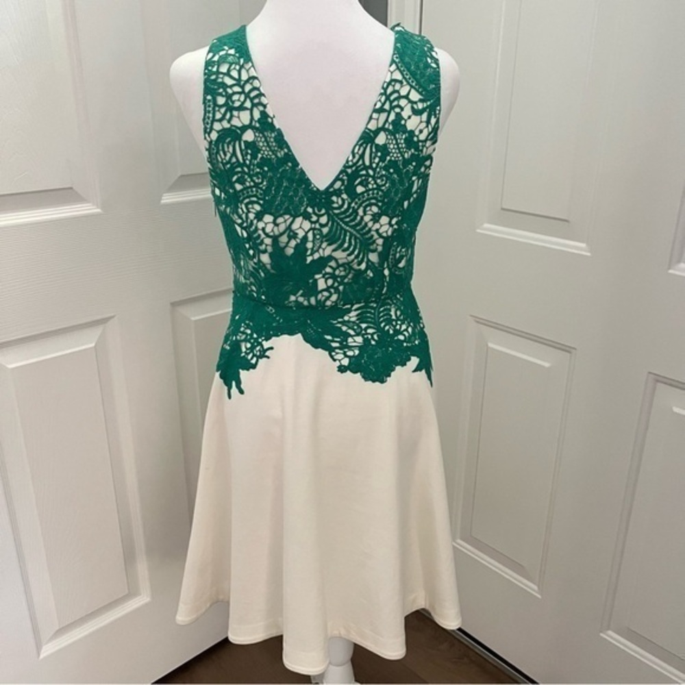 Anthropologie‎ Moulinette Soeurs Arbor Lace Dress Green Ivory Sleeveless SZ 2